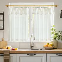 Cortinas jinchan Linen Tier com saia anexada 90x91cm, 2 painéis Cortinas jinchan Linen Tier com saia anexada 90x91cm, 2 painéis