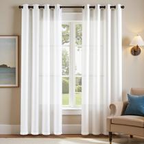 Cortinas jinchan, linho, texturizado, casual, tecido branco, 229 cm