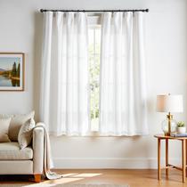Cortinas Jinchan mezcla de lino 127x183 cm 2 paneles blanco roto