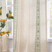 Cortinas jinchan Weslie Boho forradas de linho 230 cm verde sálvia