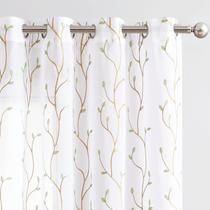 Cortinas jinchan White Boho Sheer Linen 213x213cm 2 painéis