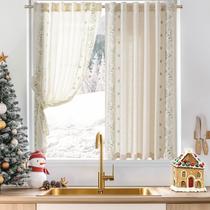 Cortinas jinchan Winslow Linen 114 cm de comprimento, Natal, 2 painéis