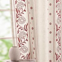 Cortinas jinchan Winslow Linen, 160 cm de comprimento, bordadas em vermelho