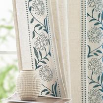 Cortinas jinchan Winslow Linen, 229 cm de comprimento, azul sobre bege