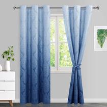 Cortinas JIUZHEN Damask Ombre com isolamento térmico azul marinho 107x213cm Cortinas JIUZHEN Damask Ombre com isolamento térmico azul marinho 107x213cm