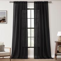 Cortinas Jolilight Black Linen com 213 cm de comprimento com filtragem de luz Cortinas Jolilight Black Linen com 213 cm de comprimento com filtragem de luz