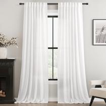 Cortinas Jolilight White Linen, 254 cm de comprimento, 2 painéis, filtro de luz