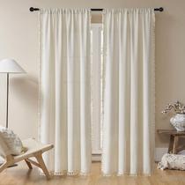 Cortinas Joydeco Beige Boho 274 cm H 2 painéis Rod Pocket 132 cm W Cortinas Joydeco Beige Boho 274 cm H 2 painéis Rod Pocket 132 cm W