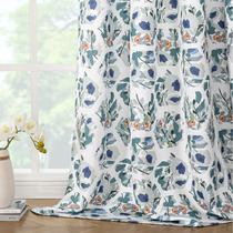 Cortinas Joydeco Boho Verde Floral 180 cm de Largo para Dormitorio 2 Paneles