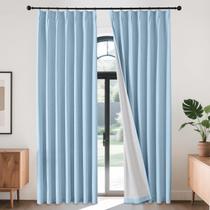 Cortinas Joydeco de linho plissado 230x228cm Blackout Chambray Blue Cortinas Joydeco de linho plissado 230x228cm Blackout Chambray Blue