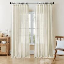 Cortinas Joydeco de Lino Mezclado Beige que Filtran la Luz 254x229 cm 2 Paneles