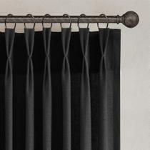 Cortinas Joywell Black Linen 274 cm, plissadas, 2 painéis Cortinas Joywell Black Linen 274 cm, plissadas, 2 painéis