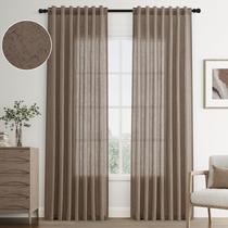 Cortinas Joywell Linho castanho claro 213x213cm 2 painéis