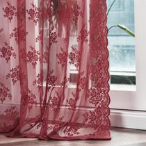 Cortinas Kotile Burgundy Sheer 96cmx244cm 2 painéis florais