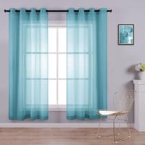 Cortinas KOUFALL 132x160 cm Teal 2 painéis Grommet Sheer