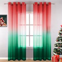 Cortinas KOUFALL 132x213 cm, vermelhas, verdes, transparentes, 2 painéis