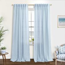 Cortinas KOUFALL, azul claro, linho transparente, 213 cm, quarto, sala de estar