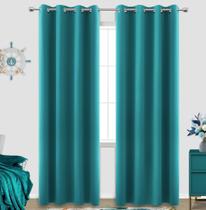 Cortinas KOUFALL Blackout com isolamento térmico 230 cm de azul-petróleo escuro