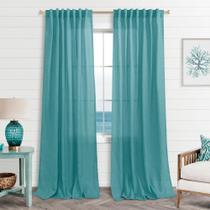 Cortinas KOUFALL Teal Sheer Linen, 213 cm, quarto, sala de estar