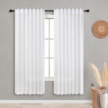 Cortinas KOUFALL White Sheer 160 cm de comprimento para 2 painéis de quarto