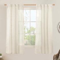 Cortinas LAMIT de linho semitransparente 160 cm x 160 cm, natural, 2 painéis