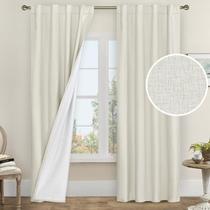 Cortinas LAMIT Ivory 100% Blackout Linen 213x213cm com forro