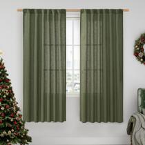 Cortinas LAMIT Light Filtering Linen 173 cm, verde oliva, 2 painéis Cortinas LAMIT Light Filtering Linen 173 cm, verde oliva, 2 painéis