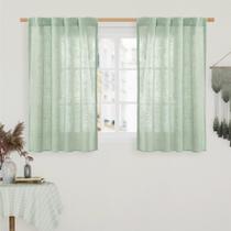 Cortinas LAMIT Linen Semi Sheer 86x102cm, verde fresco, 2 painéis