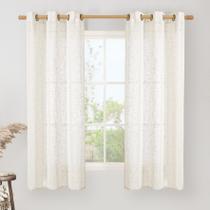Cortinas LAMIT Linen, semi transparentes, 160 cm de comprimento, creme, 2 painéis