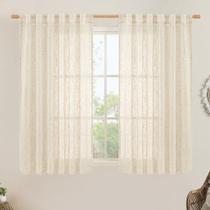 Cortinas LAMIT: linho semitransparente, 137 cm de comprimento, 2 painéis, bege