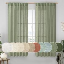 Cortinas LAMIT Sage Green Linen 160x160cm para quarto x2