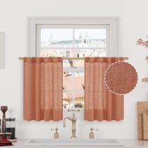 Cortinas LAMIT Short Window Linen 90 cm de comprimento 2 painéis de terracota Cortinas LAMIT Short Window Linen 90 cm de comprimento 2 painéis de terracota