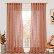 Cortinas LAMIT Terracotta Linen Boho 214 cm de comprimento 2 painéis