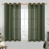 Cortinas LAMIT, verde oliva, linho, texturizado, 132x137 cm, 2 painéis