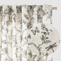Cortinas Lazzzy Black Floral Linen 214 cm de comprimento 2 painéis Cortinas Lazzzy Black Floral Linen 214 cm de comprimento 2 painéis