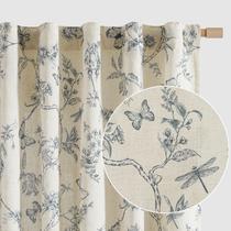 Cortinas Lazzzy Linen Farmhouse Blue Floral 160x160cm 2 painéis Cortinas Lazzzy Linen Farmhouse Blue Floral 160x160cm 2 painéis