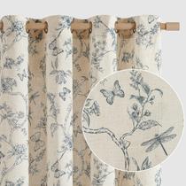 Cortinas Lazzzy Linen Farmhouse Blue Floral 160x160cm 2 painéis Cortinas Lazzzy Linen Farmhouse Blue Floral 160x160cm 2 painéis