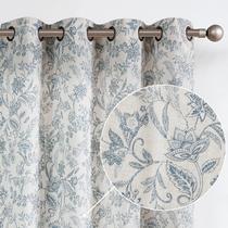 Cortinas Lazzzy Linen Farmhouse para sala de estar 214 cm azuis Cortinas Lazzzy Linen Farmhouse para sala de estar 214 cm azuis