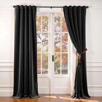 Cortinas Lazzzy Velvet Black, 229 cm de comprimento, térmicas, 2 painéis Cortinas Lazzzy Velvet Black, 229 cm de comprimento, térmicas, 2 painéis