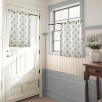 Cortinas Lino Rosa Short para porta, janela, 100 cm, linho floral