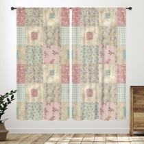 Cortinas Lnepty Boho Vintage Patchwork Floral 54x114cm 2 painéis Cortinas Lnepty Boho Vintage Patchwork Floral 54x114cm 2 painéis