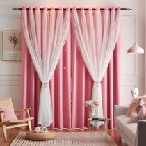 Cortinas Loyala Star Blackout 100% poliéster 52x108cm rosa