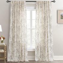 Cortinas Meikelor Coffee Floral, 213 cm de comprimento, filtragem de luz