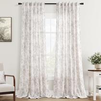 Cortinas Meikelor Vintage Floral 213 cm de comprimento 2 painéis cinza