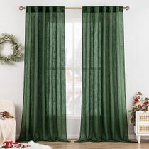 Cortinas MIULEE 104x305cm Verde Esmeralda de Linho Semi-Transparente Cortinas MIULEE 104x305cm Verde Esmeralda de Linho Semi-Transparente