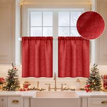 Cortinas MIULEE 66x76 cm, linho semitransparente, vermelho, 2 painéis Cortinas MIULEE 66x76 cm, linho semitransparente, vermelho, 2 painéis