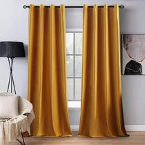 Cortinas MIULEE Blackout Velvet Mostarda Amarelo 132x274cm 2 painéis