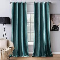 Cortinas MIULEE Blackout Velvet Teal 132x274cm 2 painéis