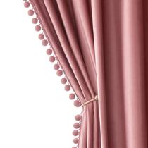 Cortinas MIULEE Blush Pink Pom Pom Velvet 213x213cm Conjunto de 2