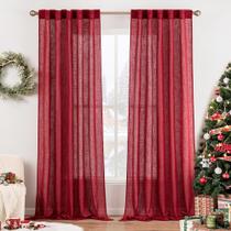 Cortinas MIULEE Burgundy Red Linen 264x305 cm 2 painéis